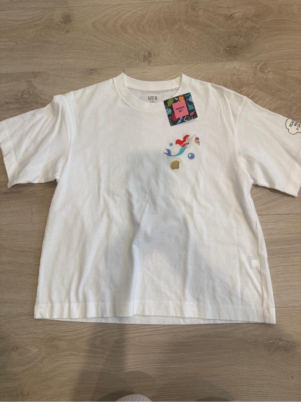 Uniqlo UT - White Graphic Tee with Mermaid Detail